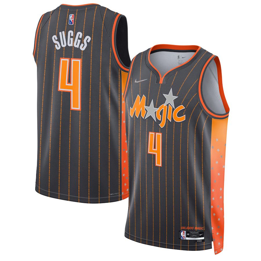 Men Orlando Magic 4 Jalen Suggs Nike Anthracite City Edition Swingman NBA Jersey